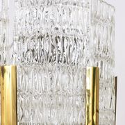 Kalmar Suspension Tambour Drum, Brass, Frosted Textured Glass, Austria, 1960s