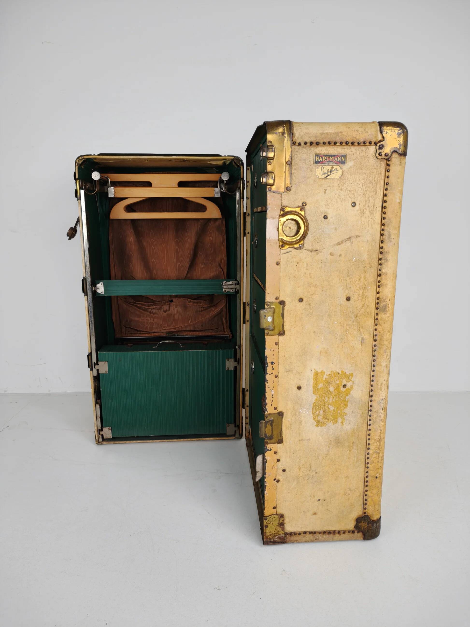 1930s wardrobe steamer trunk by Hartmann – goat skin chest