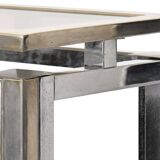 Rectangular console in brushed steel. Guy Lefèvre for Maison Jansen.
