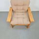 Vintage Brutalist Armchair in Pine and Fabric, 1970s