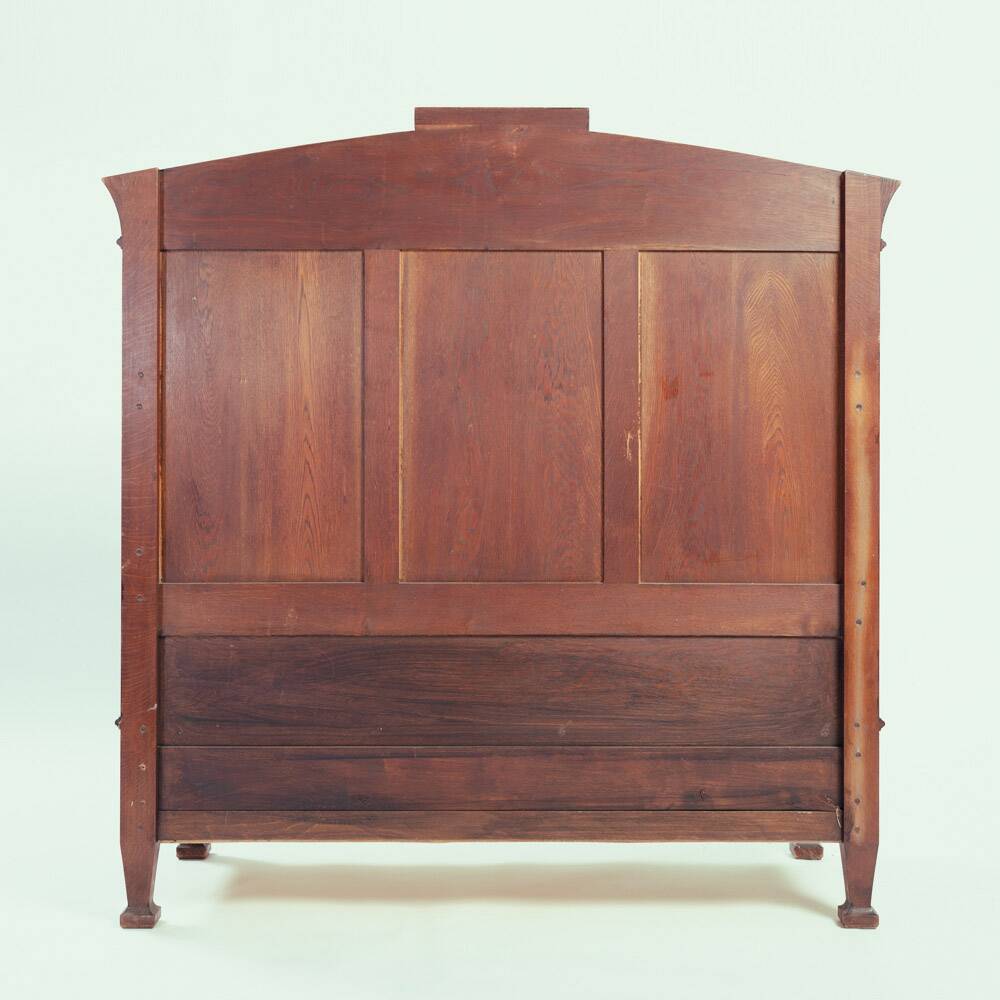 Arts crafts oak bench with storage