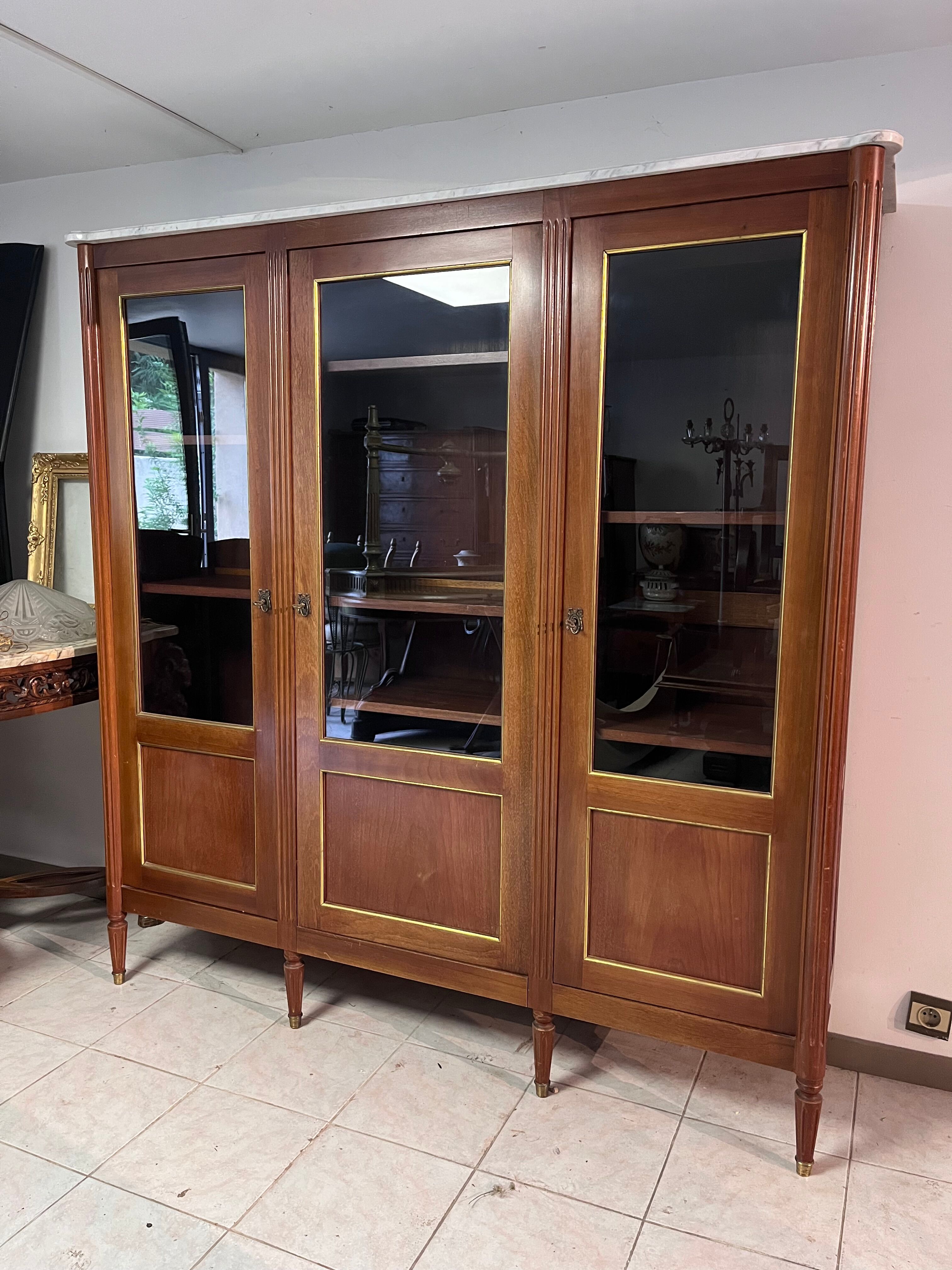 Bibliothèque style Louis XVI acajou 1950