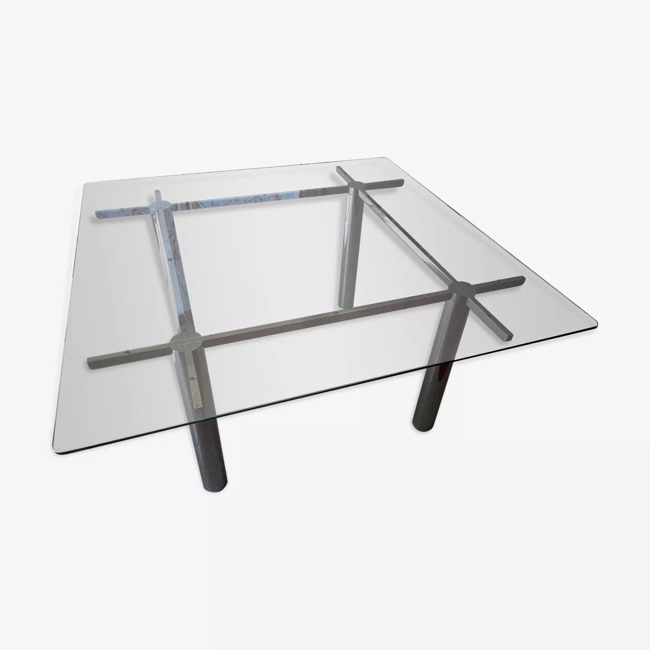 Table design en verre et métal