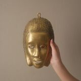 Brass mask wall sculpture ethnic decorative object Tribal art
