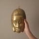 Brass mask wall sculpture ethnic decorative object Tribal art