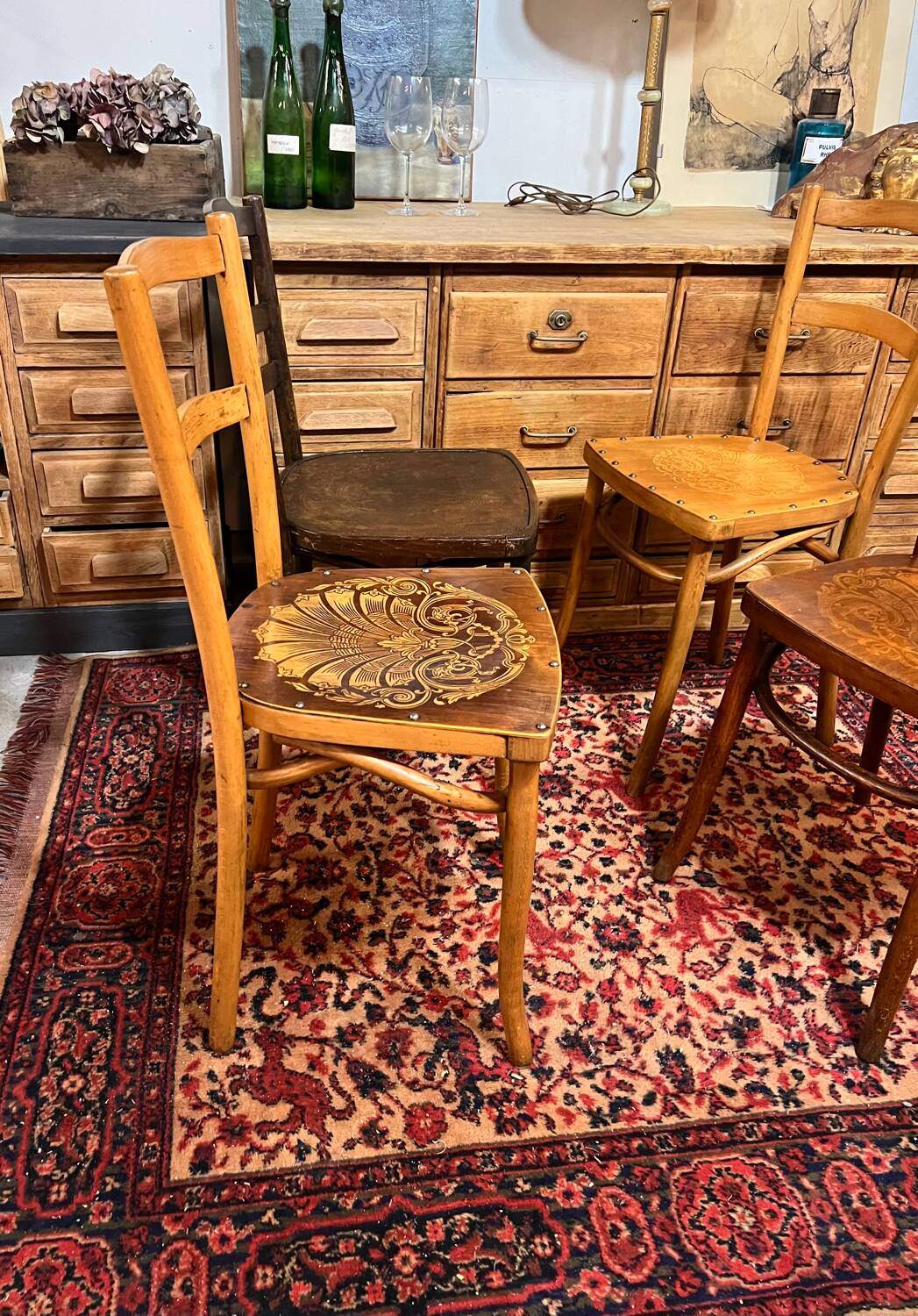 4 old bistro chairs