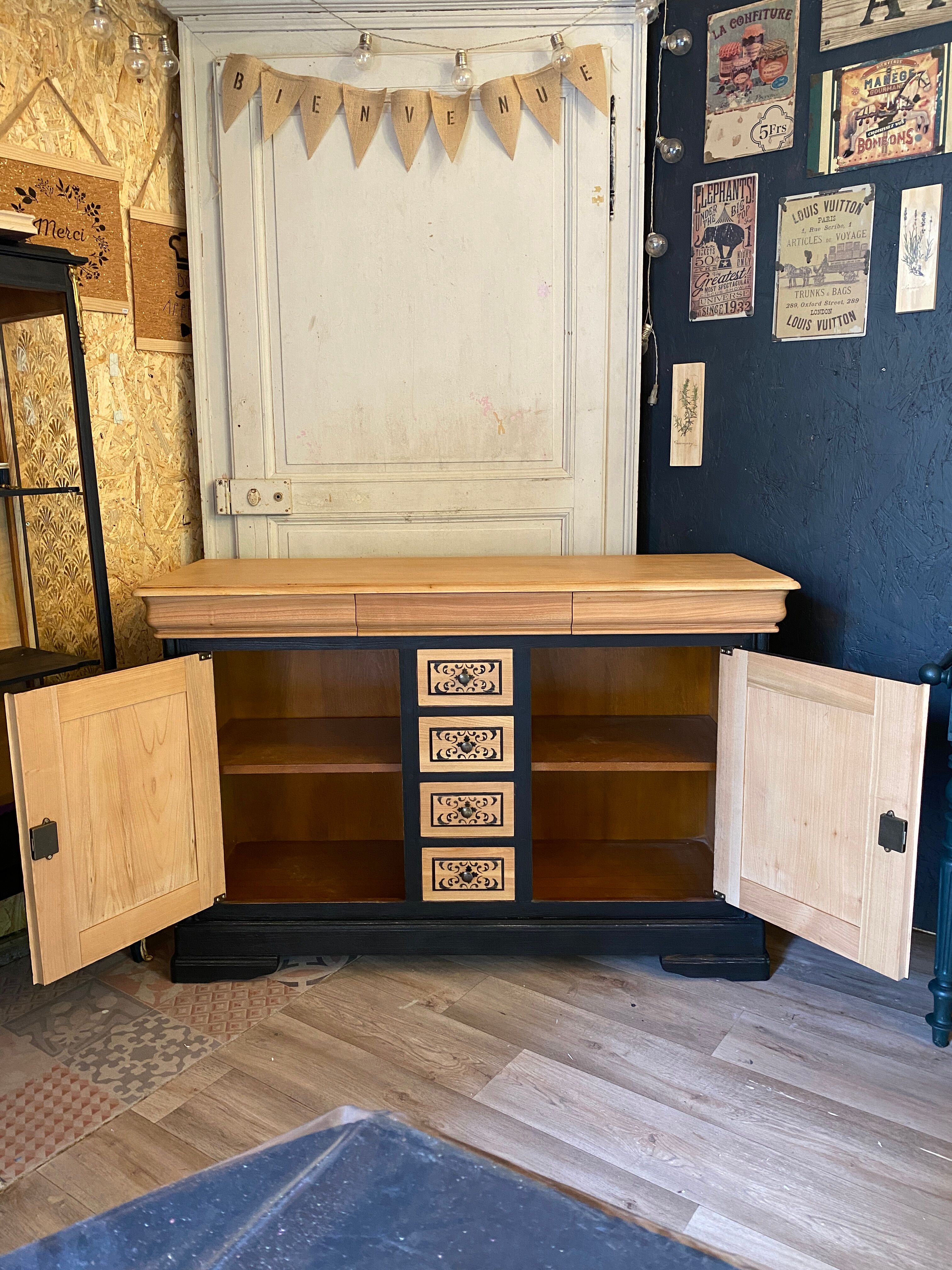 Black and wood buffet