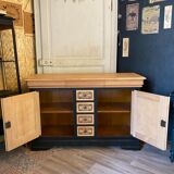 Buffet bas relookée noir et bois
