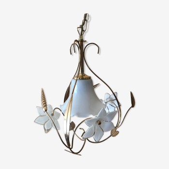 Brass and Murano glass chandelier, 70s