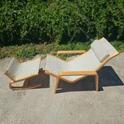 Pulkka lounge chair pair with ottoman by Ilmari Lappalainen for IKEA