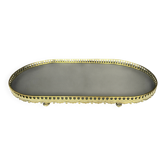 Large oval table centrepiece in bronze and mirror, Louis XVI style.