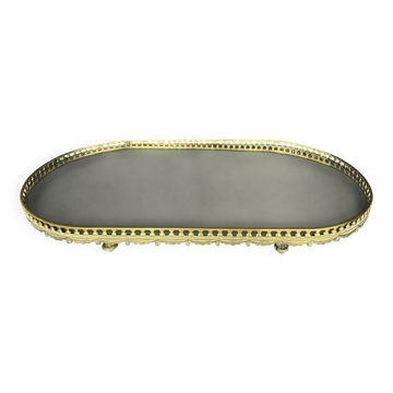 Large oval table centrepiece in bronze and mirror, Louis XVI style.