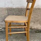 Set of 8 old light wood bistro chairs years 1957 stamps