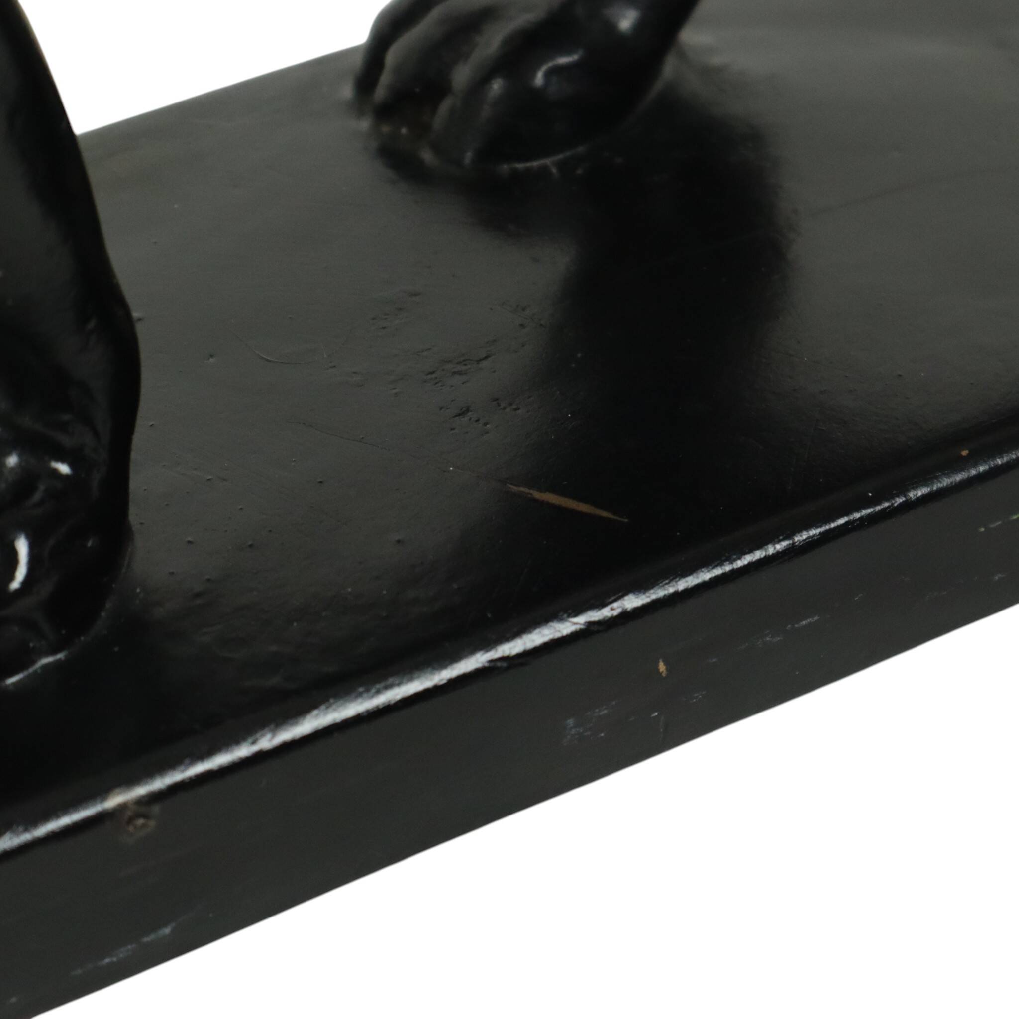 French Art Deco Style Panther Sculpture Black Lacquered Plaster 56cm