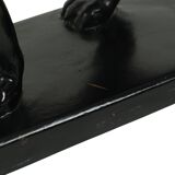 French Art Deco Style Panther Sculpture Black Lacquered Plaster 56cm