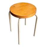 Wood and white metal stool