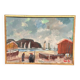 Original Swedish Oil on Canvas – “Coastal Village” by Eric Lo – Signed – Vintage & Framed