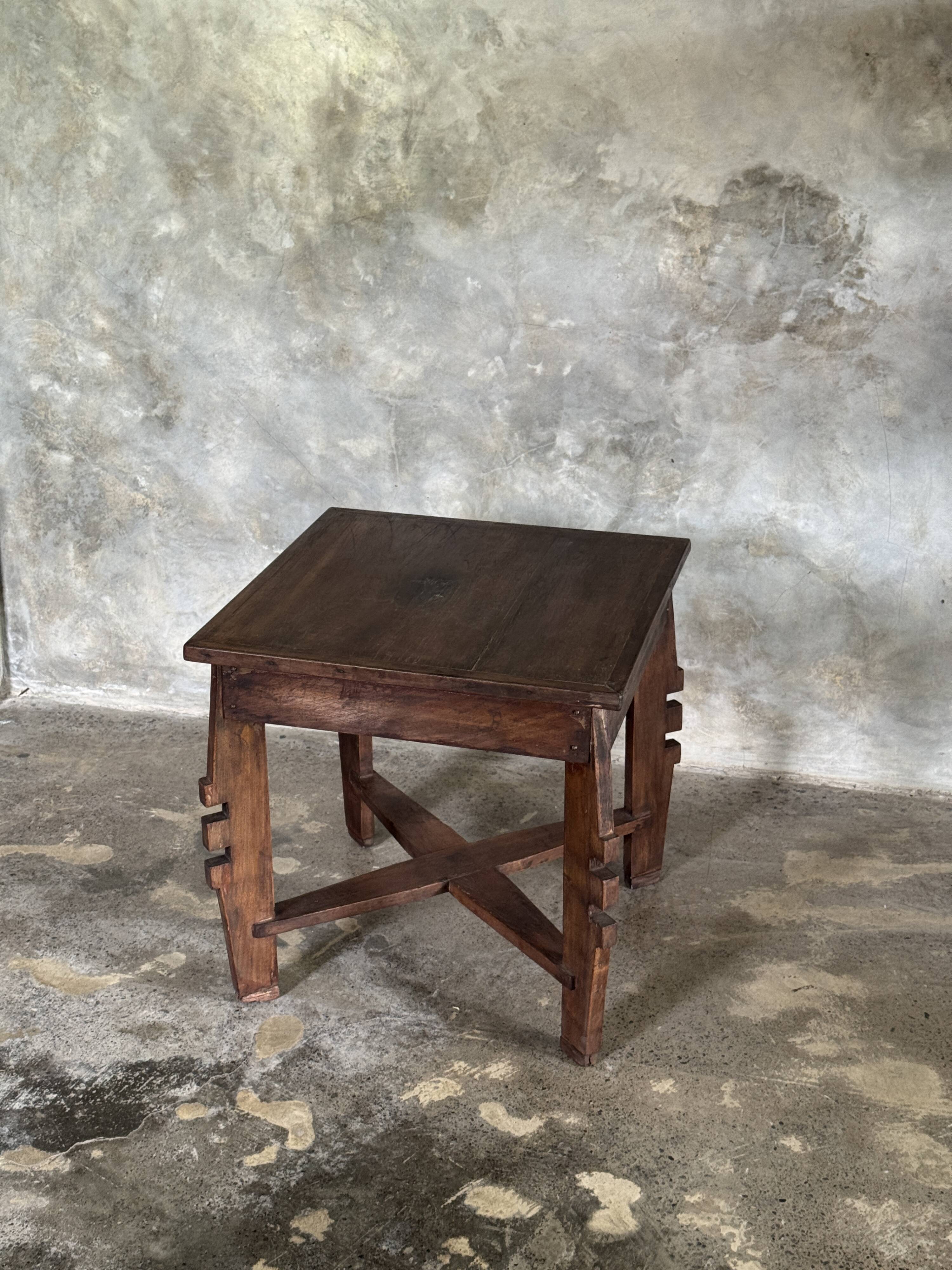 Coffee table, small vintage Indonesian modernist table in teak.
