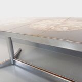 Vintage ceramic and chrome metal coffee table from the 70s