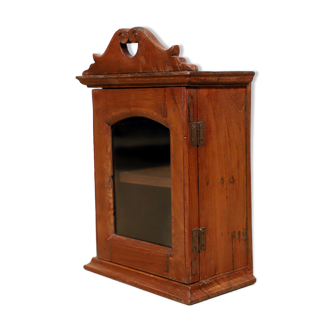 Wall display case - old art deco clock box in burmese teak