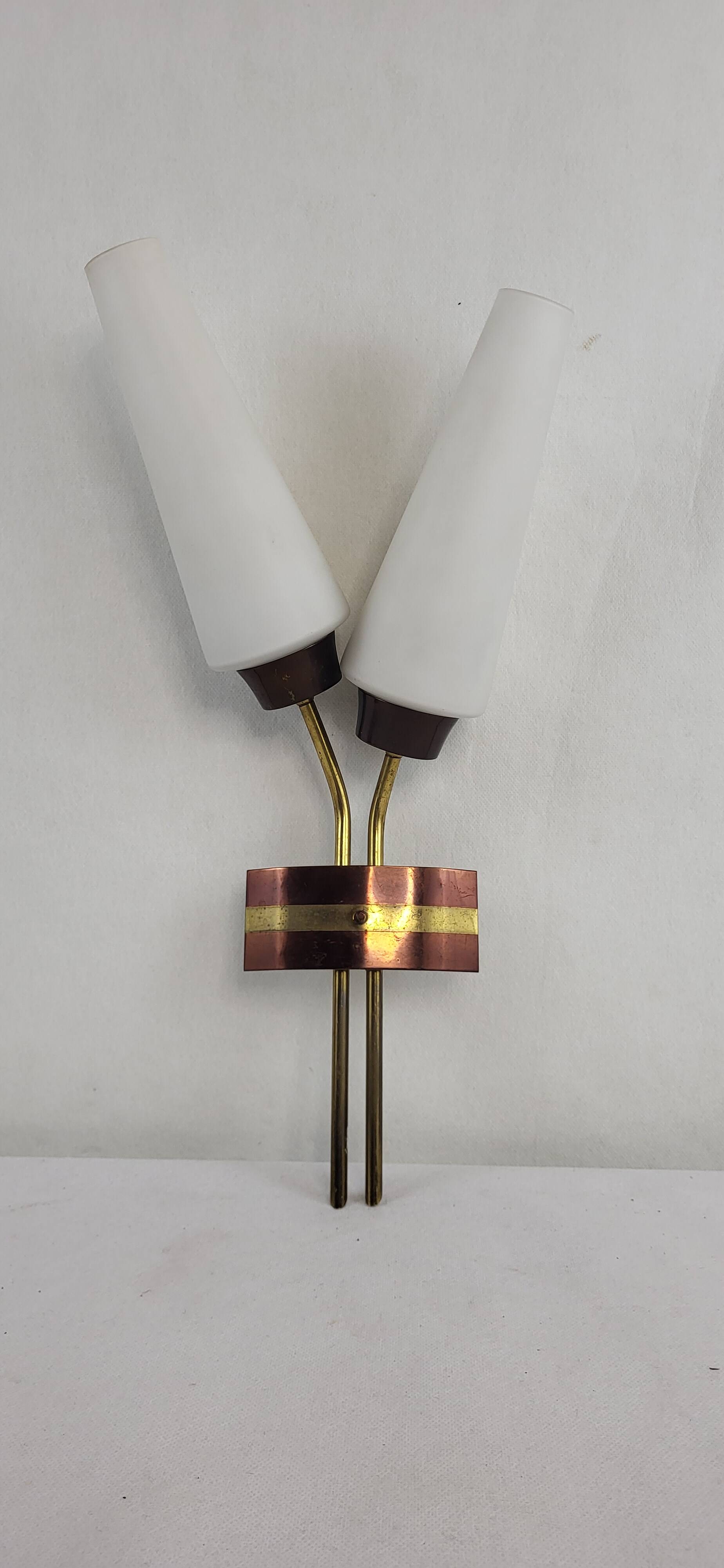 Vintage opaline glass wall lamp