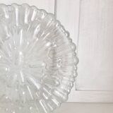 Two round molded glass ceiling lights