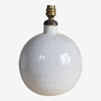 Pied de lampe boule en céramique craquelée art deco 1930