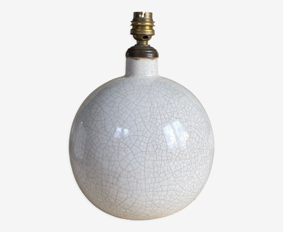 Pied de lampe boule en céramique craquelée art deco 1930
