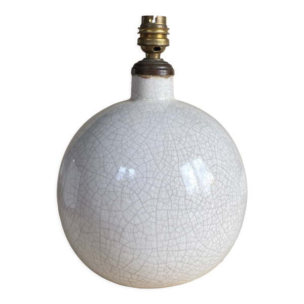 Pied de lampe boule en céramique craquelée art deco 1930