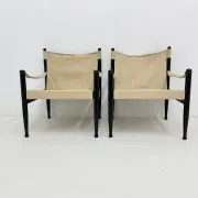 Set of mid-century Danish safari chairs by Erik Wørts for Niels Eilersen, 1960s