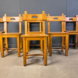 Set of 6 Spanish rustic dining chairs, 1960s