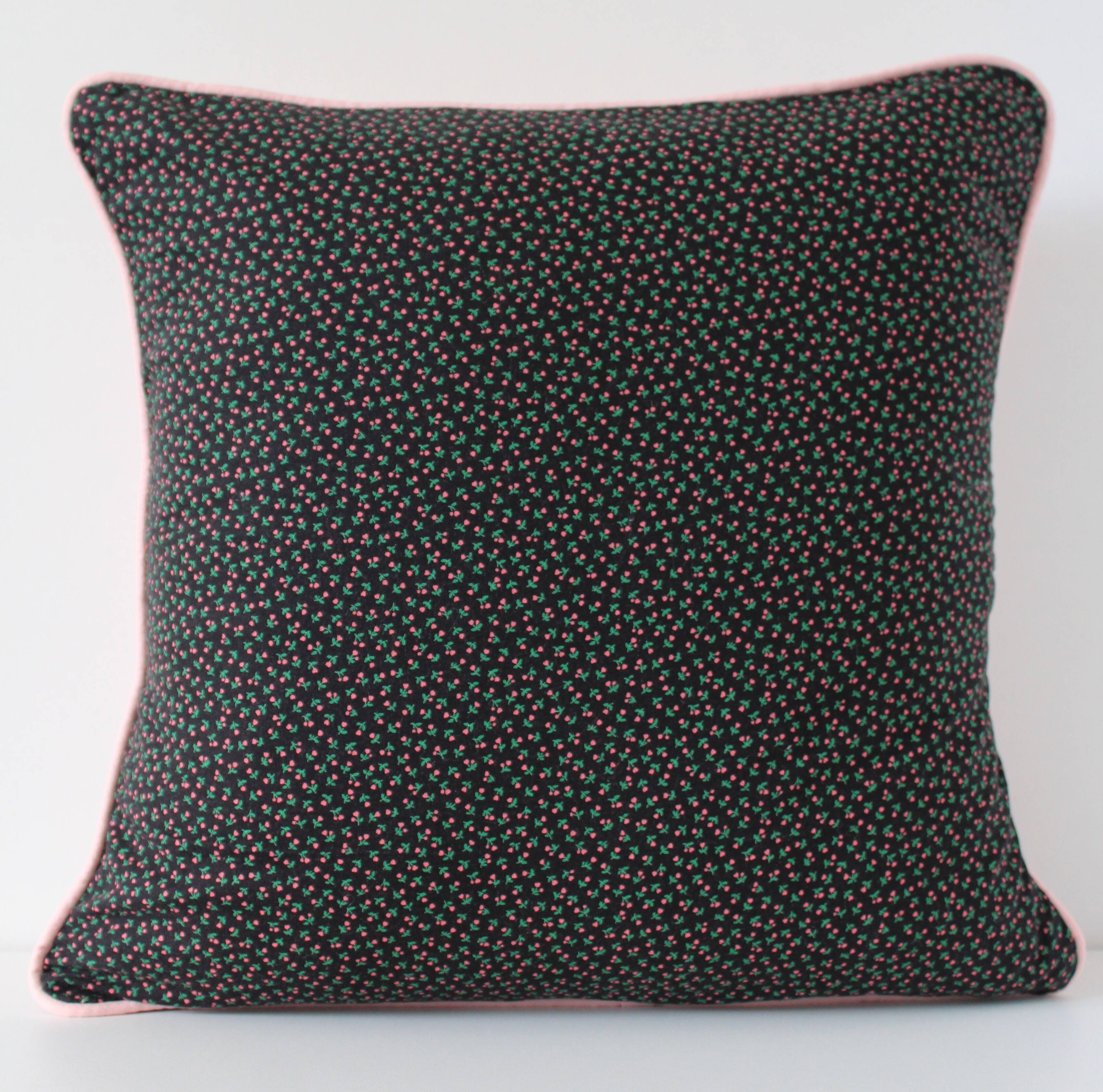 Black and pink liberty square cushion