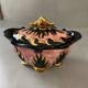 Signed pink gold ceramic candy dish