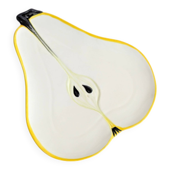 Grande assiette poire vintage | Ernestine Cannon, Italie, années 60
