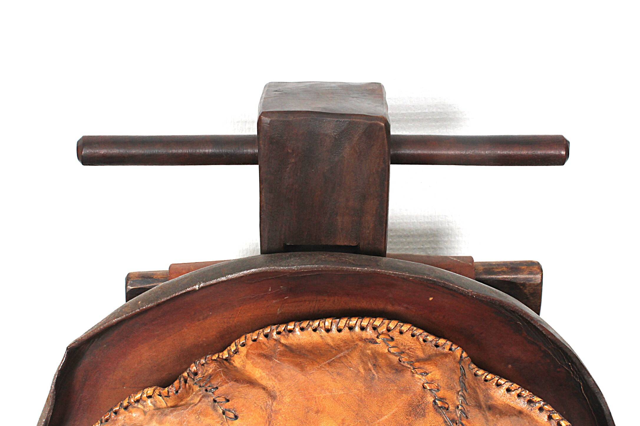 Brutalist oak lounge chair and ottoman, 1970s, set of 2