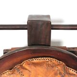 Brutalist oak lounge chair and ottoman, 1970s, set of 2