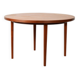 Table de salle à manger ronde scandinave des années 1960 en teck rayé