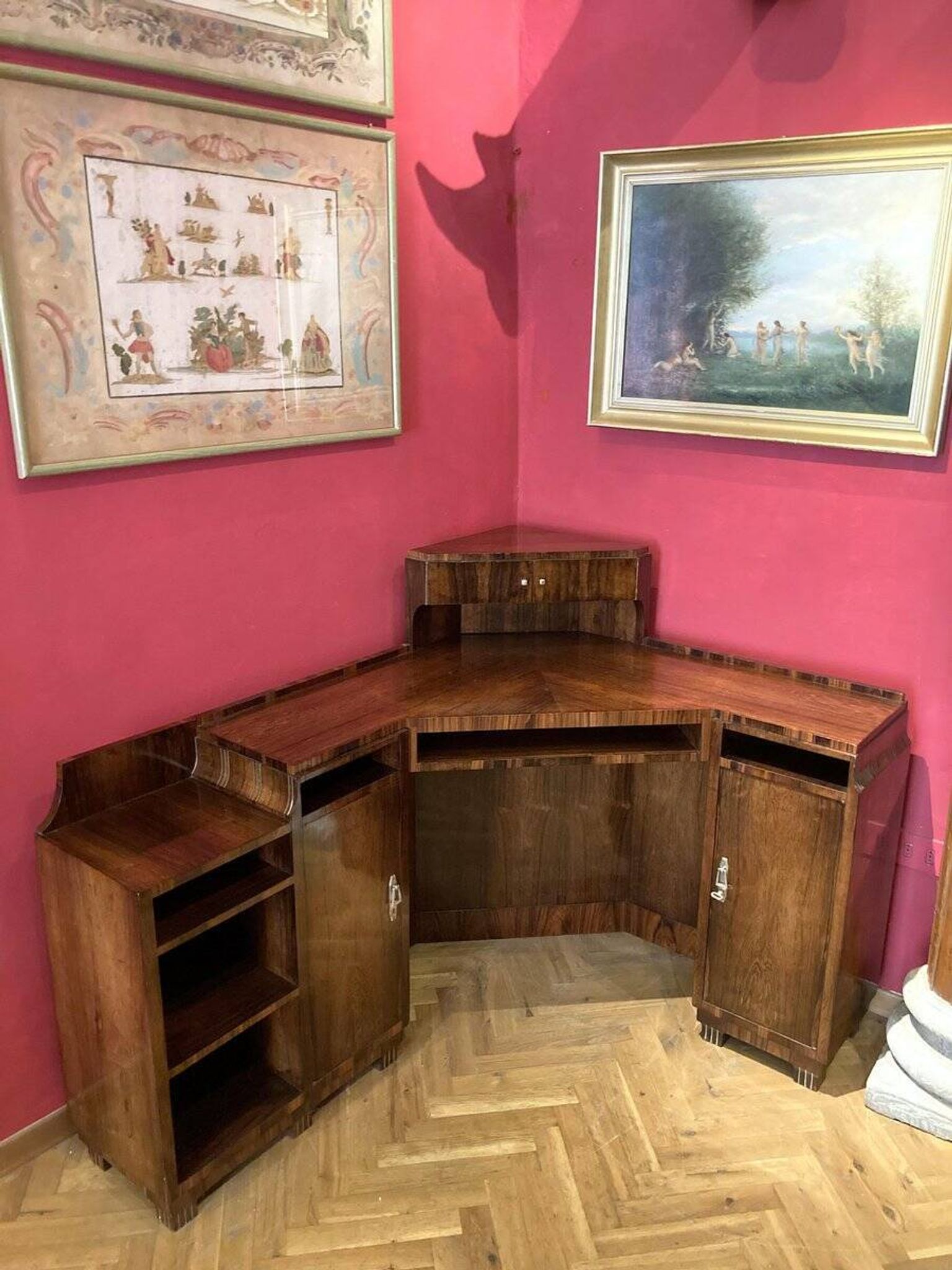 Art Deco Veneer Writing Desk or Vanity Table, 1920s