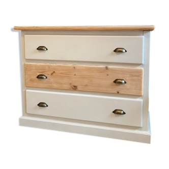 Commode bois brut & lin