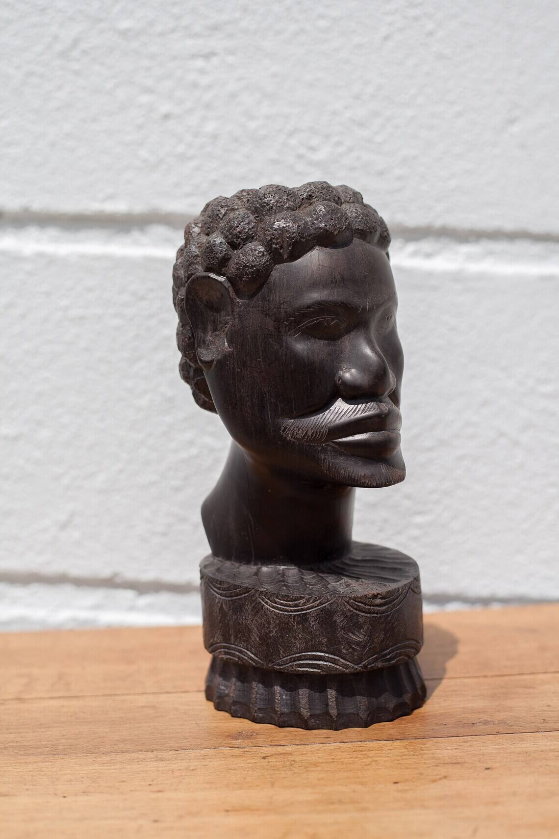 African statue, African bust, sculpture, ethnic, ebony bust, man bust, African art