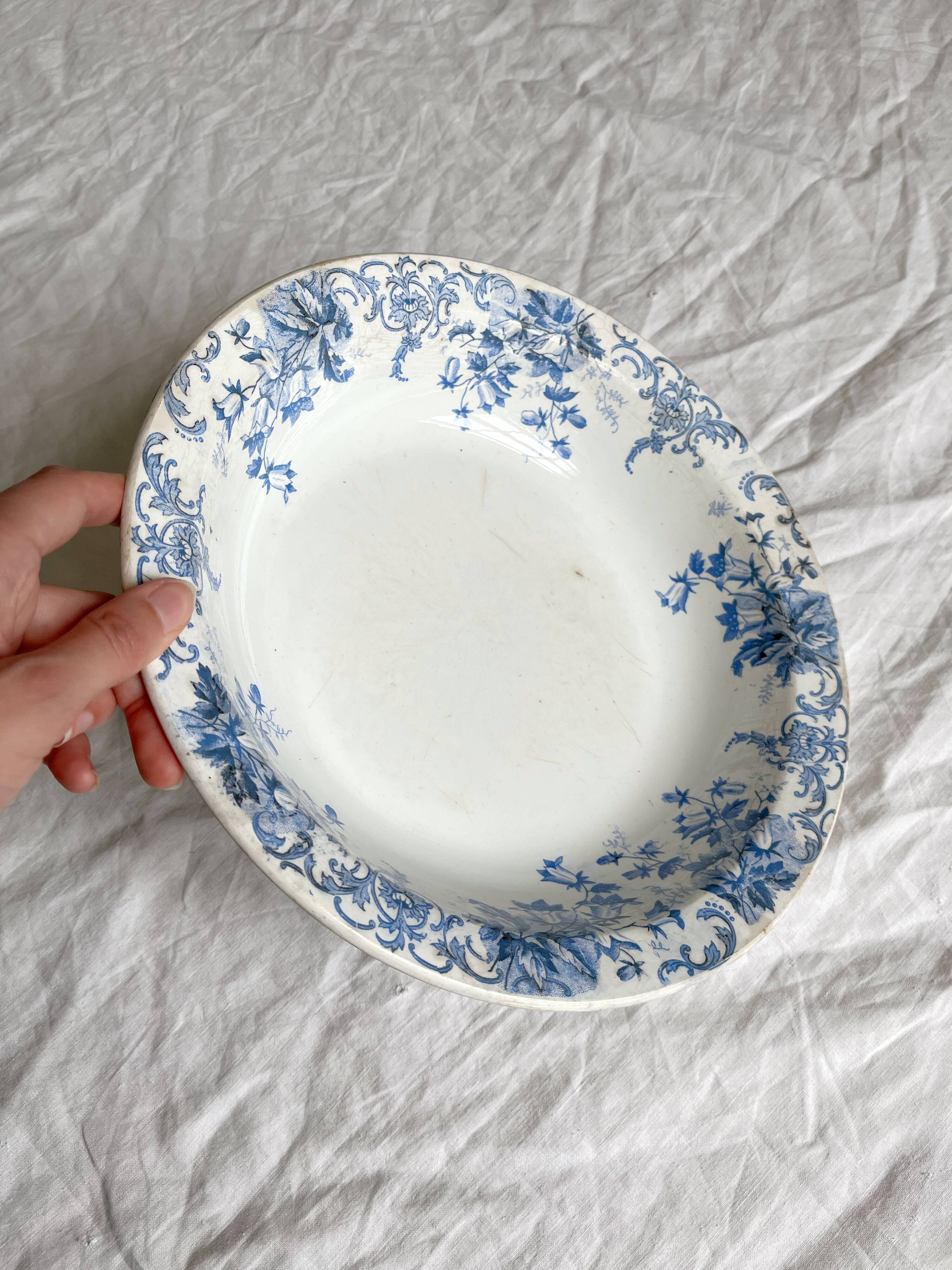 Deep earthenware dish "Campanule" Saint Amand et Hamage