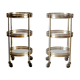 Pair of round old brass glass desserts