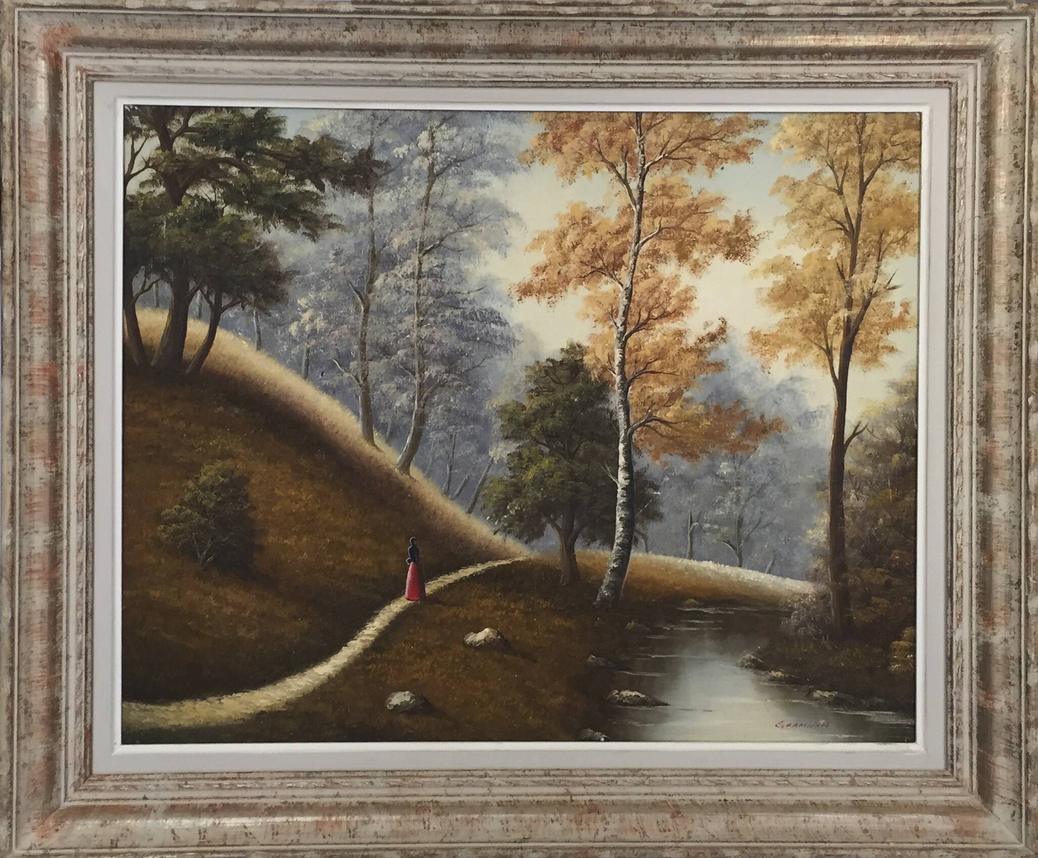 Solitary walker in the forest