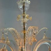 Venetian Chandelier In Golden Murano Glass, 6 Arms Of Light