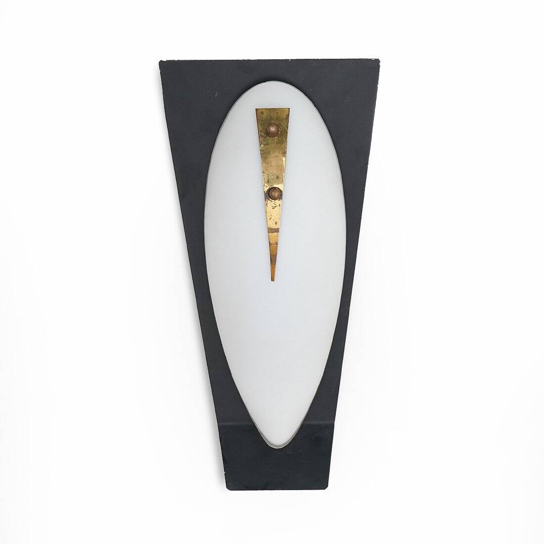 Vintage wall sconces in opaline glass and brass, 1950s, set of 2.