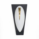 Vintage wall sconces in opaline glass and brass, 1950s, set of 2.