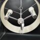 Vintage 3-light chandelier in silver and white plastic