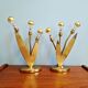Paire de lampes florales en laiton, Mid-Century, années 1950-60