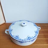 Plat de service soupière Art déco faïence St Amand