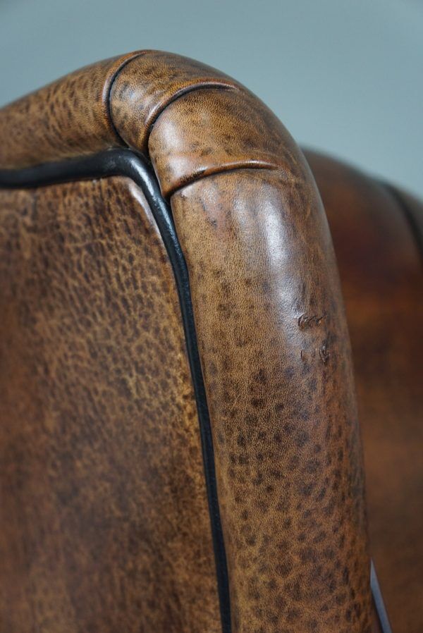 Brown sheepskin armchair